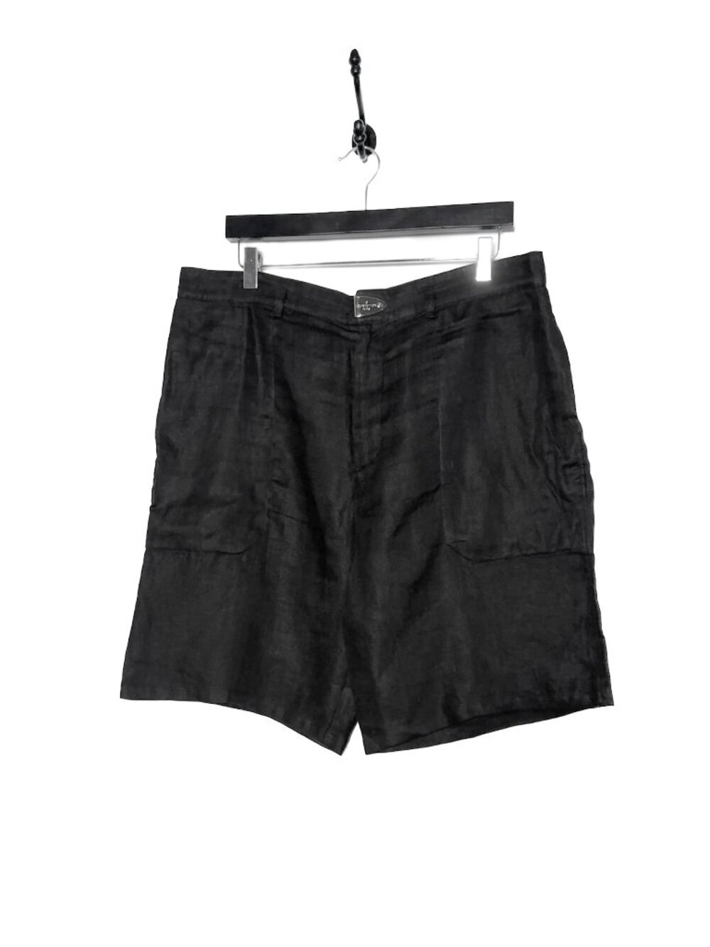 Louis Vuitton Black Silver Buckle Linen Shorts
